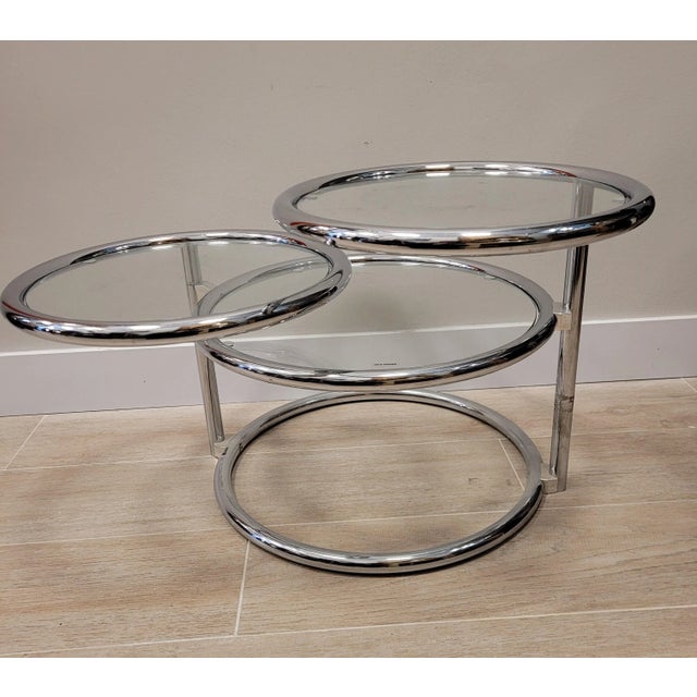 Silver Tubular Chrome Metal Swivel Coffee Table by Milo Baughman For Sale - Image 8 of 18