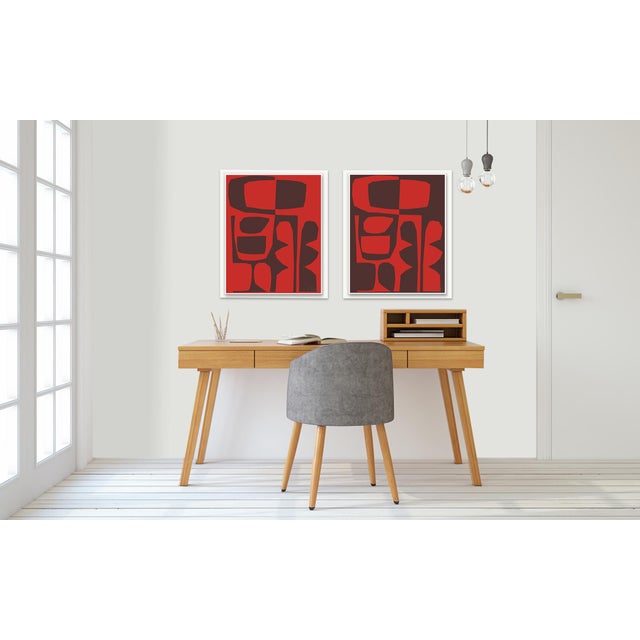 Contemporary Red on Deep Red Fine Art Print 30" X 38" by Liz Roache For Sale - Image 3 of 7