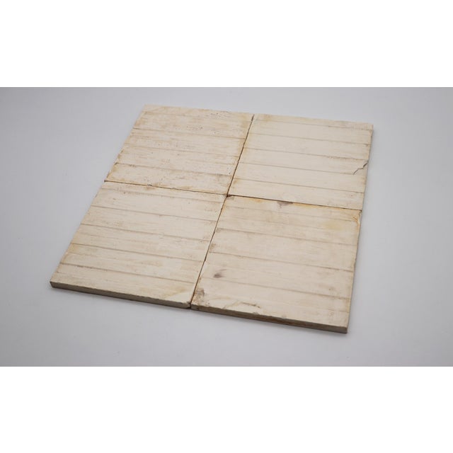 1900s Fleur De Lis and White Antique Set of Four Large Tiles, Portuguese For Sale - Image 10 of 12