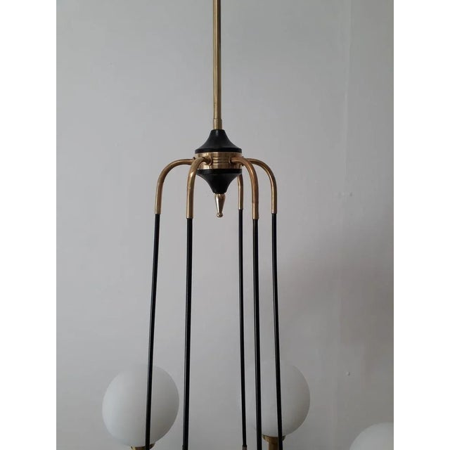 Black Mid-Century Modern 6-Light Pendant Lamp from Stilnovo For Sale - Image 8 of 16