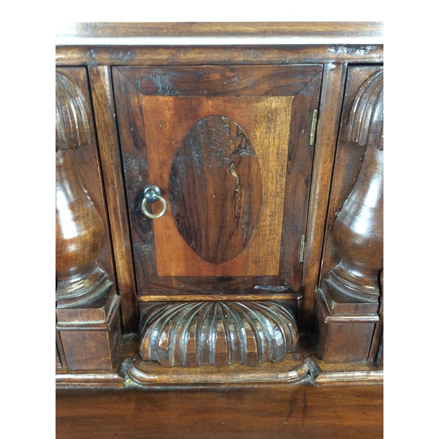 Vintage Walnut Chippendale Style Open Front Writing Desk With Brass Hardware For Sale In Philadelphia - Image 6 of 18