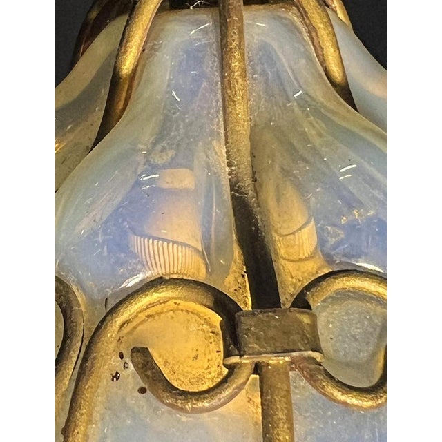 CVenetian Opal Glass Lanterns and Sconce, Murano, 1950s, Set of 2 For Sale - Image 10 of 18