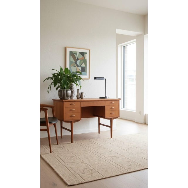 Wood Desk in Teak with Bookcase by Niels Christensen Jun, 1960s For Sale - Image 7 of 12