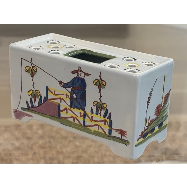 Vintage Williamsburg Restoration Dutch Delft Chinoiserie Flower Brick, Holland CIRCA: Mid-20th Century MAKER'S MARK:...