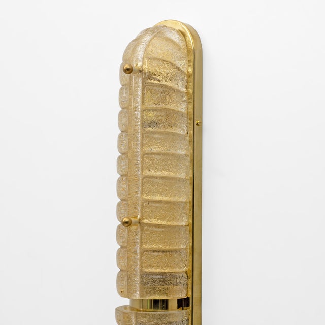 2000 - 2009 Art Deco Gold Murano Glass and Brass Sconces, Set of 2 For Sale - Image 5 of 10