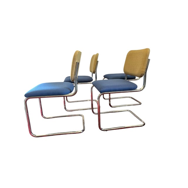 Set of four Cesca Armless Side Chairs, originally designed by Marcel Breuer in 1928. These examples were manufactured by...