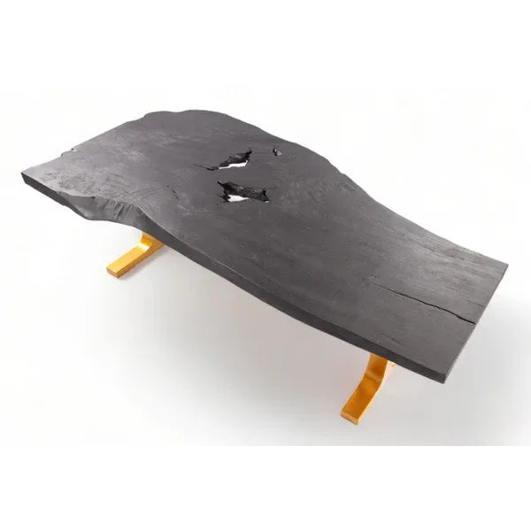 98" Inch Black Living Edge Desk or Dining Table For Sale - Image 4 of 8