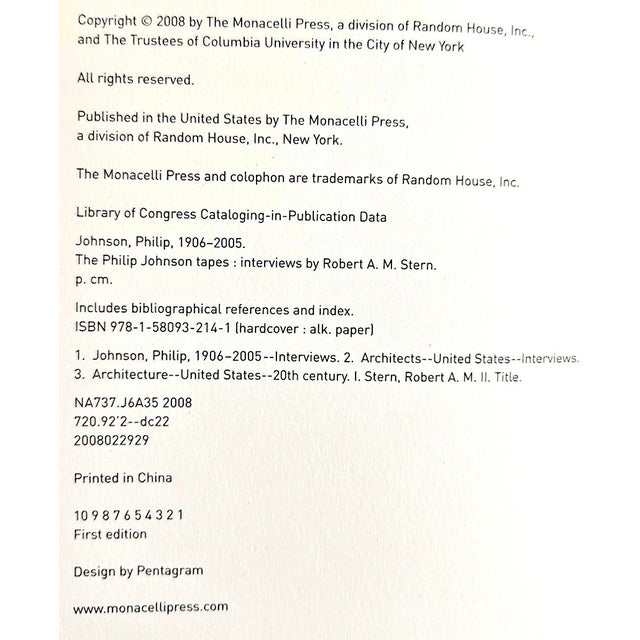 Signed 1st Edition Book, "The Philip Johnson Tapes: Interviews by Robert A. M. Stern" For Sale - Image 11 of 13