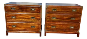 Pair of Vintage Mahogany Leather Top Bachelors Chest