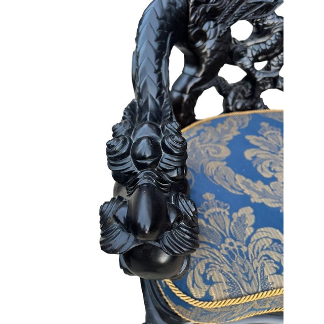 Pair of Vintage Asian Dragon Armchairs Made in Ishizuka For Sale - Image 9 of 17
