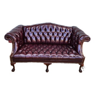 Vintage Chesterfield Tufted Leather Loveseat For Sale
