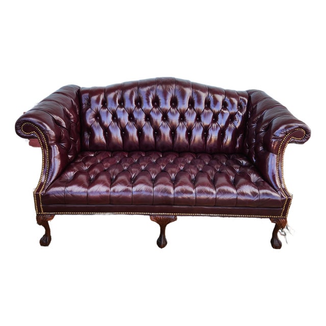 Vintage Chesterfield Tufted Leather Loveseat For Sale