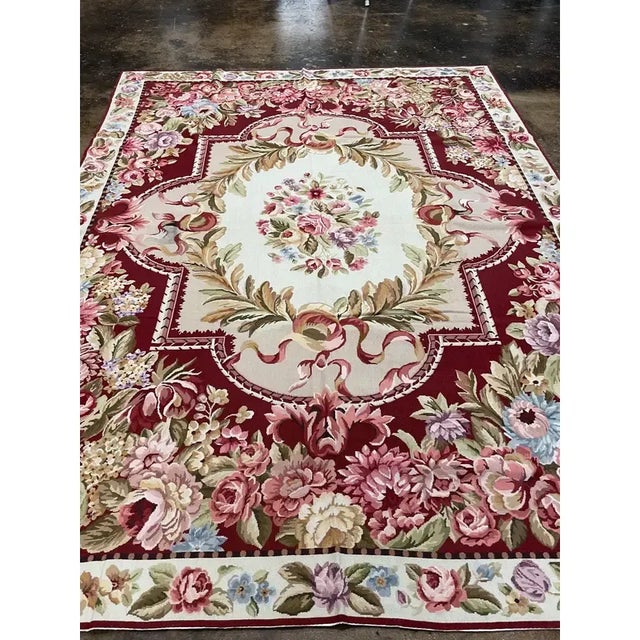 1990s Handwoven Needlepoint French Style Rug 8'0" X 10'0" For Sale - Image 5 of 7