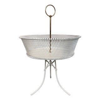 Vintage White Metal and Brass Planter, France, 1960s For Sale