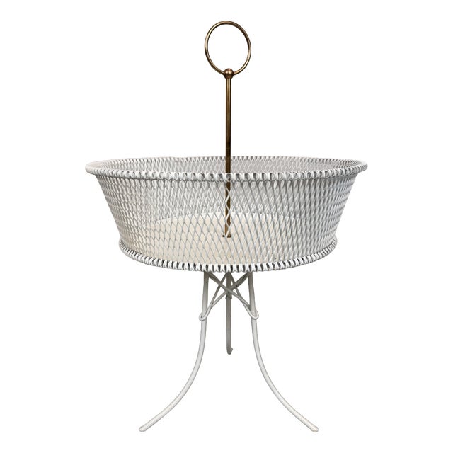 Vintage White Metal and Brass Planter, France, 1960s For Sale