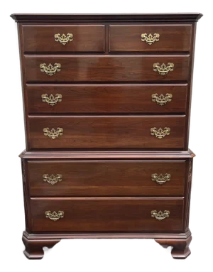1980s Ethan Allen Georgian Court Cherry Tall Chest of Drawers