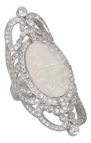 Miriam Salat Pastel Pink Baroque Ring In Sterling Silver & White Topaz