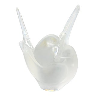 Sylvie Vase in Satin Crystal Depicting Two Doves from Lalique, 1950s For Sale