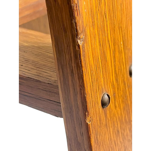 Antique Oak Folk Art Arts and Crafts Mission Table For Sale - Image 14 of 16