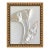 Textured White Floral Relief Art in Gold Frame – 3d Plaster Tulip Botanical Artwork For Sale