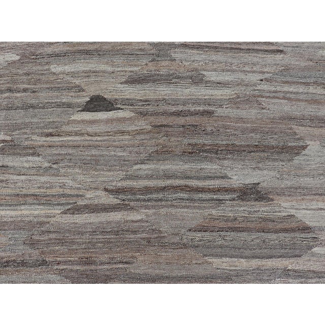 Grey Geometric Modern Kilim Rug by Keivan Woven Arts, 8'6" X 11'3" For Sale In Atlanta - Image 6 of 11