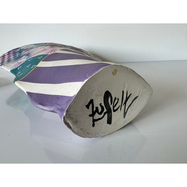 1990s Vintage Postmodern Sculptural Art Ceramic Vase by Zufelt For Sale - Image 10 of 11
