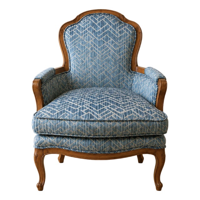 Vintage French Style Velvet Chair (2 Available) For Sale