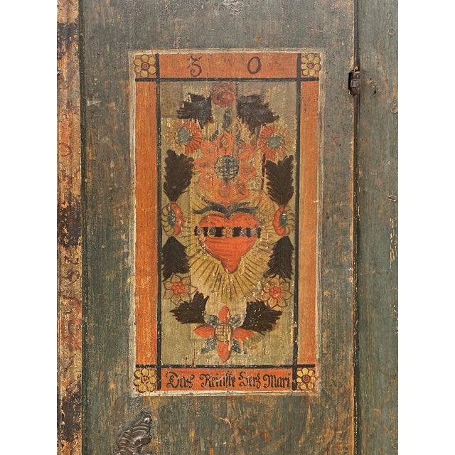 Green Floral Painted Cupboard, 1830s For Sale - Image 10 of 18