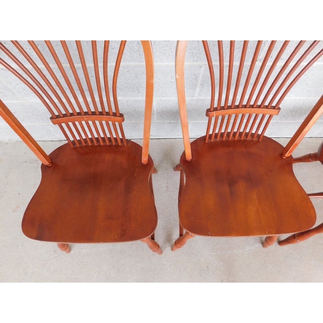 Wood Bow Back Wheat Back Windsor Style Chairs - Set of 8 For Sale - Image 7 of 18