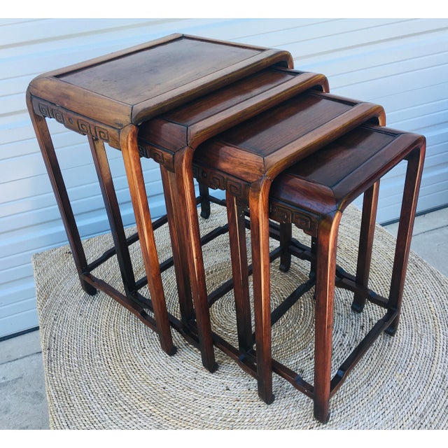 Early 20th Century Hand Carved Mahogany Chinese Nesting Tables Chairish