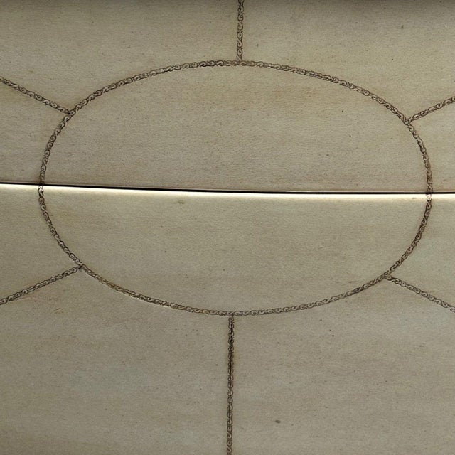 Wood Andre Groult Style, Art Deco, Parchment Paper, Faux Stone, Nightstand, 1990s For Sale - Image 7 of 10