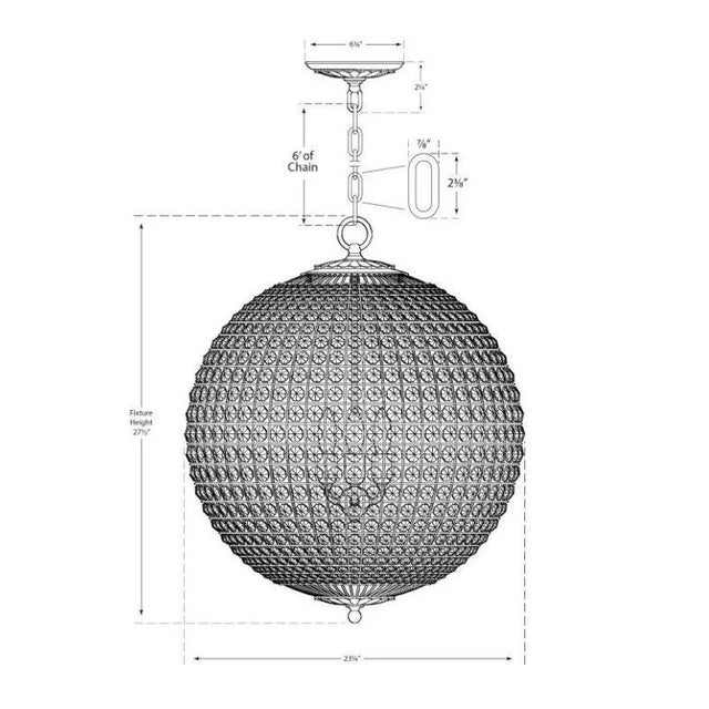 Traditional AERIN for Visual Comfort Signature Renwick Large Sphere Chandelier in Burnished Silver Leaf with Crystal For Sale - Image 3 of 3