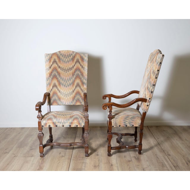 Brown Pair of 19th Century Italian Arm Chairs For Sale - Image 8 of 12