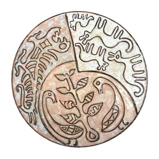 Mid-Century Decorative Hand-Painted Ceramic Plate, 1950s For Sale