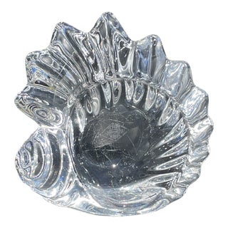Crystal Sea Shell Bowl by Art Cannes France For Sale