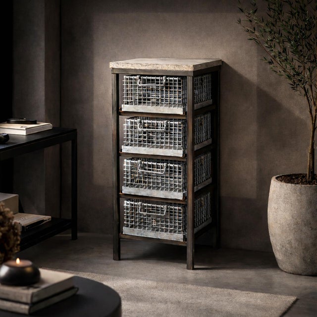 Late 20th Century Late 20th Century Industrial Zinc Top Drawer Table For Sale - Image 5 of 5