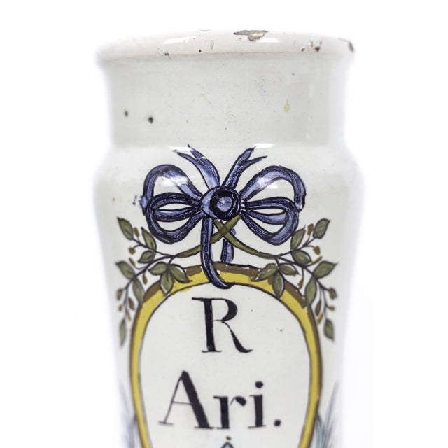 19th Century Polychrome Earthenware Pharmacy Jars, Set of 2 For Sale - Image 4 of 6