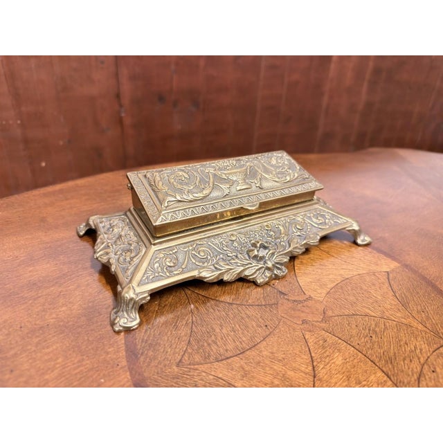Brass Inkwell with Letter Holder and Stamp Box, Set of 2 For Sale - Image 10 of 13