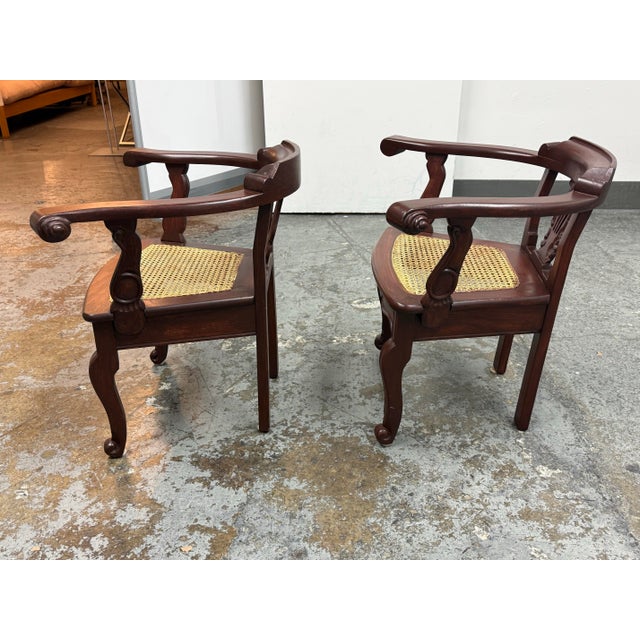 Anglo-Indian Lyre-Back Arm Chairs, Pair For Sale - Image 4 of 12