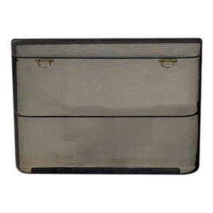 Vintage Black Fireplace Screen W a Curved Back & Brass Handles French Country