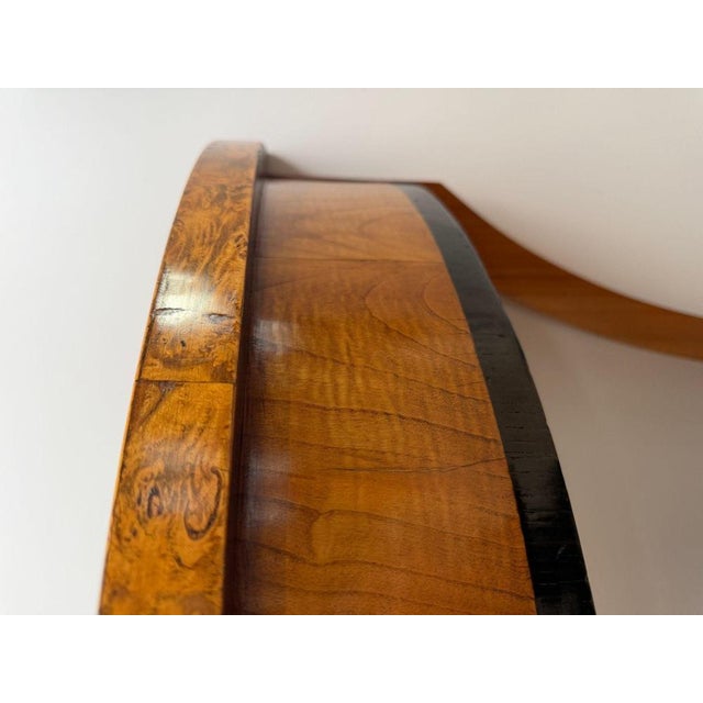 Biedermeier Demi-Lune Console in Cherrywood & Birch Burl, Franconia, 1830 For Sale - Image 12 of 18