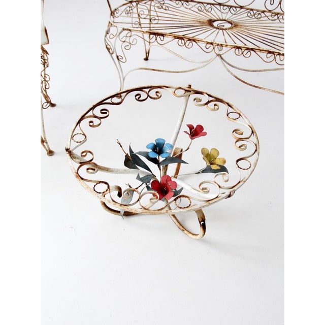 Antique Wrought Iron Peacock Garden Furniture Collection of 4 For Sale - Image 4 of 12