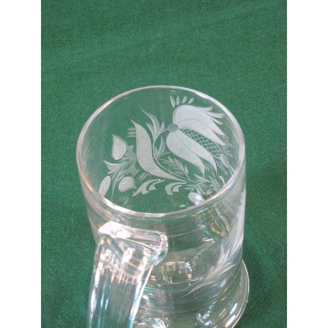 Rustic European Late 20th Century Beer Stein Hand Worked Flint Glass, Hand Wheel Engraved, Mma Copy in Style Of: Stiegel, German For Sale - Image 3 of 12