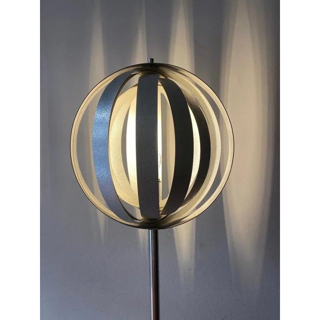 Chromed Metal Floor Lamp with Adjustable Lampshade attributed to Verner Panton, 1970s For Sale - Image 10 of 13