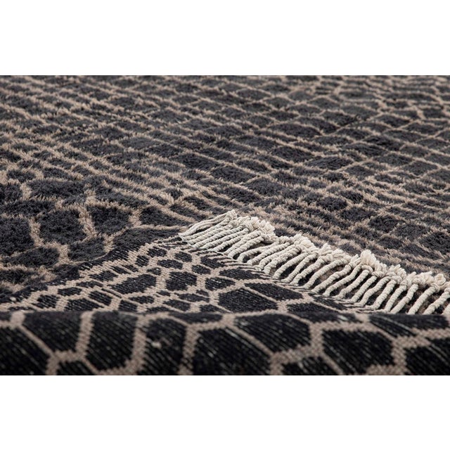 Premium Hand-Knotted Moroccan Wool Rug | 12'5" X 8'10" | One of a Kind For Sale - Image 6 of 8