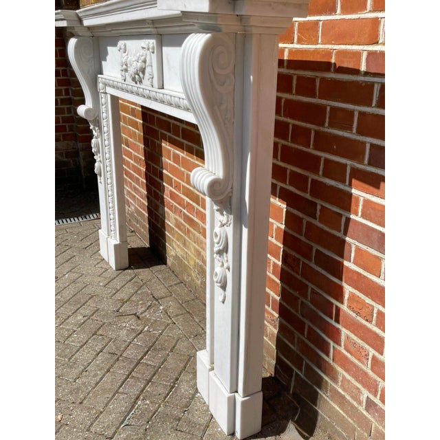 Large Antique Edwardian Carved White Marble Fireplaces, 1900, Set of 2 For Sale - Image 4 of 12