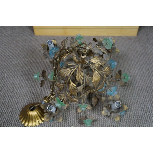 1970s Italian Hollywood Regency Florentine Murano Glass 4 Light Candlestick Chandelier For Sale - Image 15 of 15