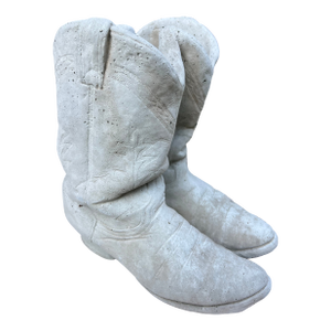 1990s Cowboy Boot Pair Concrete Planter
