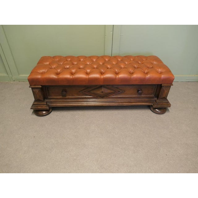 Buttoned Leather Window Seat, Hall Bench with Shoe Store A Superb looking Country House piece, just what is needed for the...