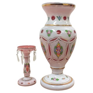 Vase and Candleholders, Czechoslovakia, Set of 2 For Sale